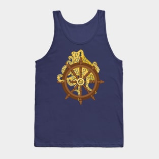 Blue ringed octopus and ship wheel Tank Top